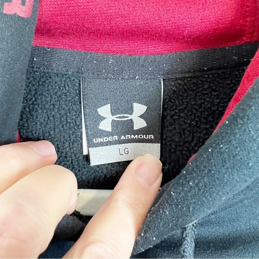 Under Armour Hoodie Black & Red Size Large - Picture 10 of 12